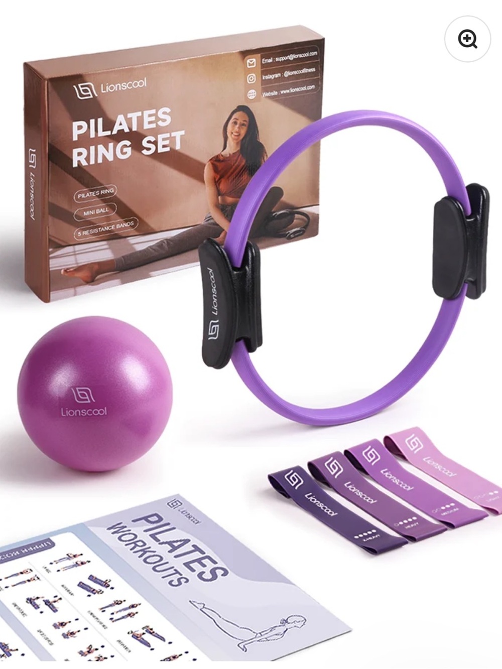 Purple Pilates Ring Set - Resistance Bands & Mini Ball